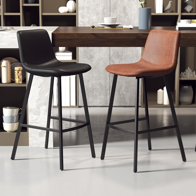 Contemporary Matte Finish PU Leather Barstool Milk Tea Shop Footrest Stool