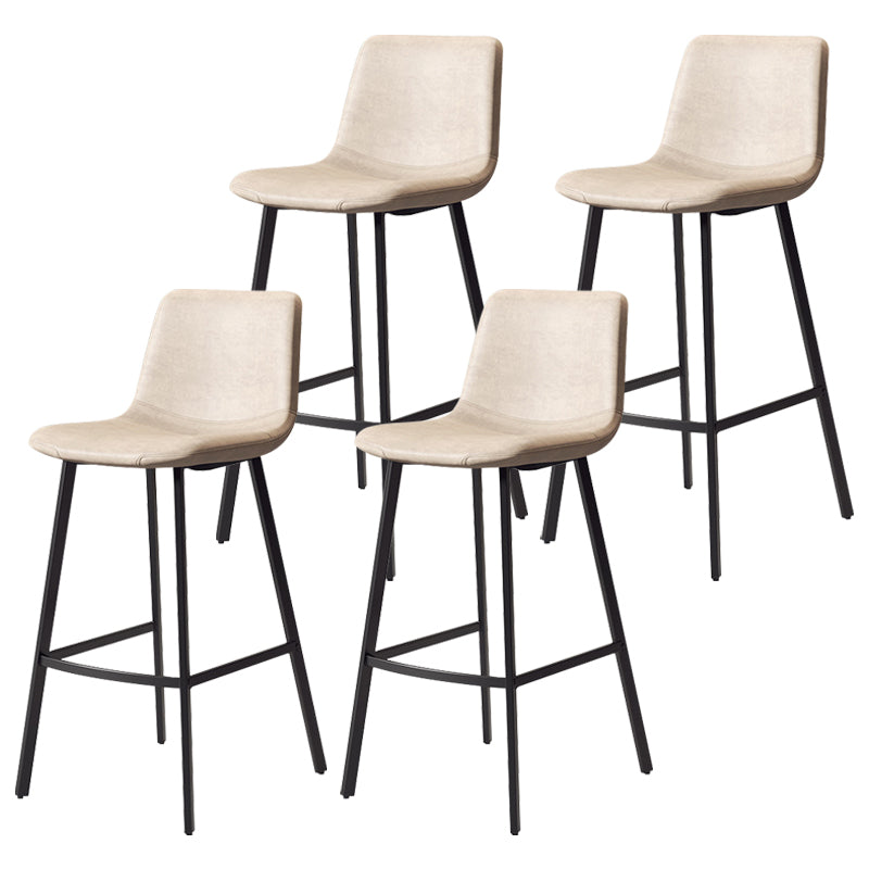 Contemporary Matte Finish PU Leather Barstool Milk Tea Shop Footrest Stool