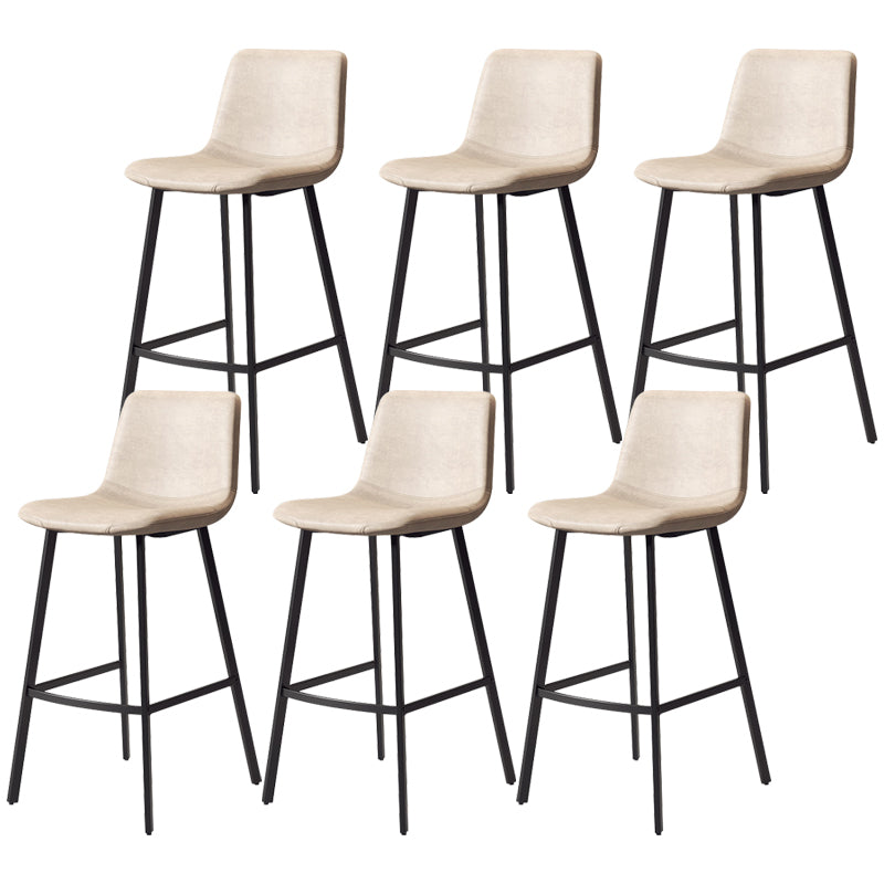 Contemporary Matte Finish PU Leather Barstool Milk Tea Shop Footrest Stool