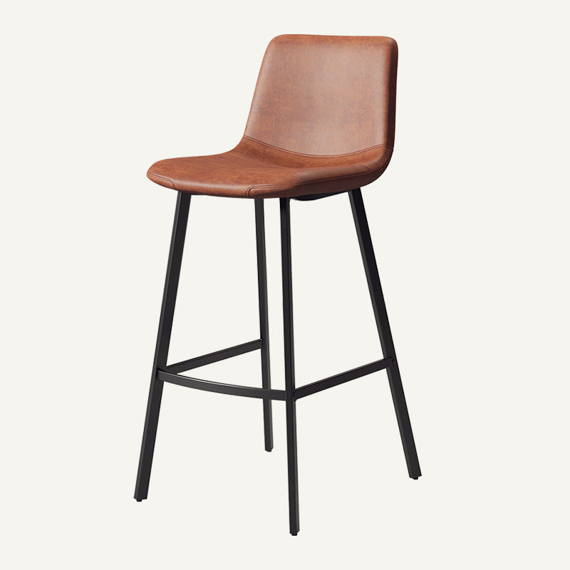Contemporary Matte Finish PU Leather Barstool Milk Tea Shop Footrest Stool