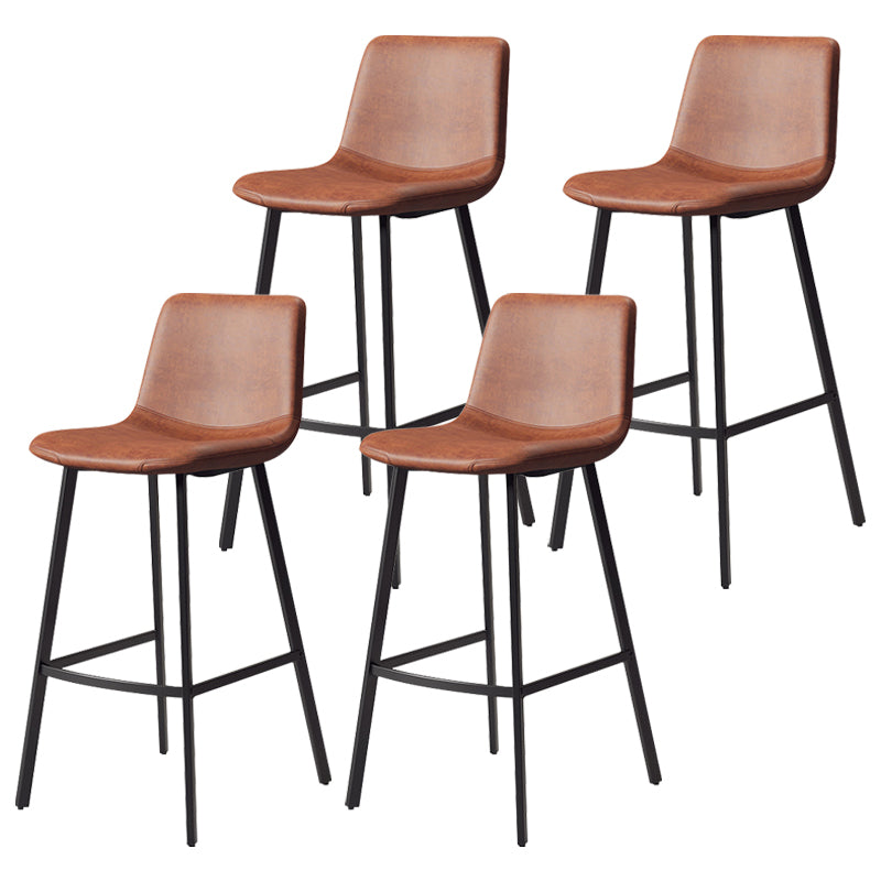 Contemporary Matte Finish PU Leather Barstool Milk Tea Shop Footrest Stool
