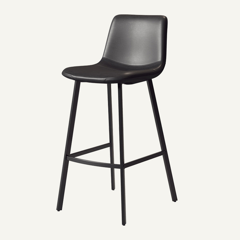 Contemporary Matte Finish PU Leather Barstool Milk Tea Shop Footrest Stool