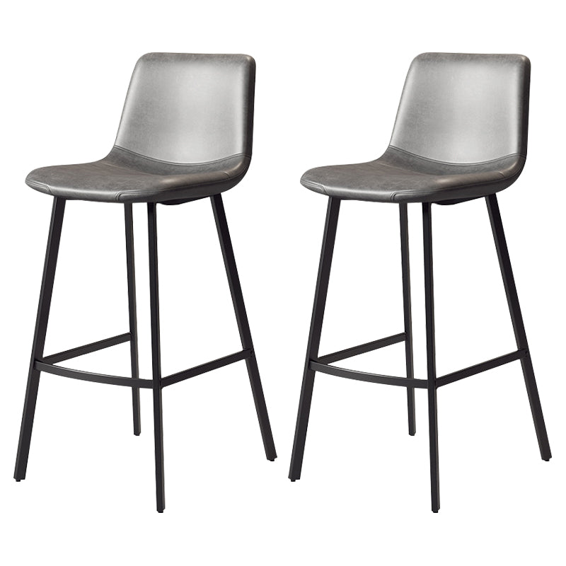 Contemporary Matte Finish PU Leather Barstool Milk Tea Shop Footrest Stool