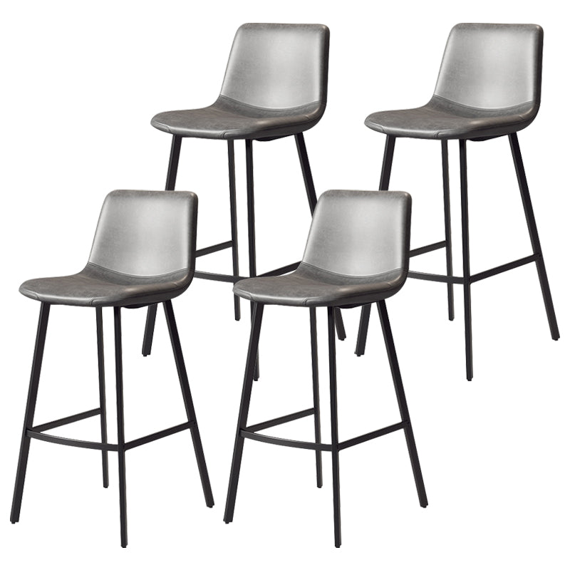 Contemporary Matte Finish PU Leather Barstool Milk Tea Shop Footrest Stool