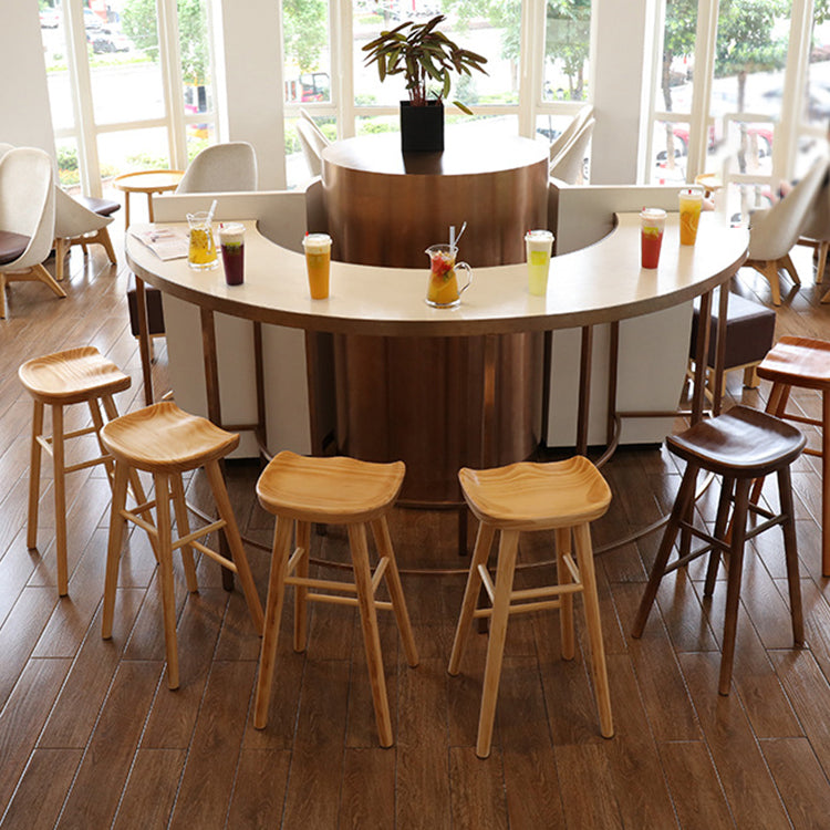 Living Room Modern Wood Barstool Wood 4 Legs Bar Stool with Pedal
