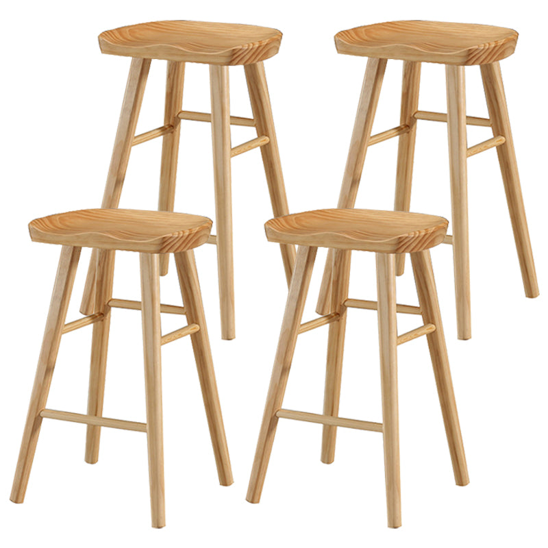 Living Room Modern Wood Barstool Wood 4 Legs Bar Stool with Pedal