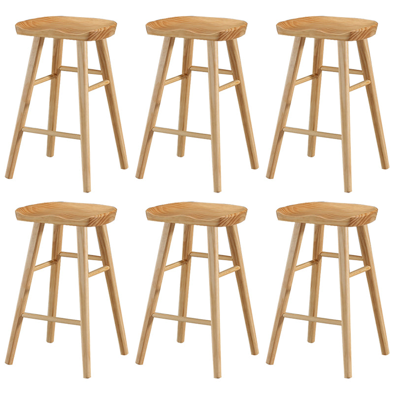Living Room Modern Wood Barstool Wood 4 Legs Bar Stool with Pedal