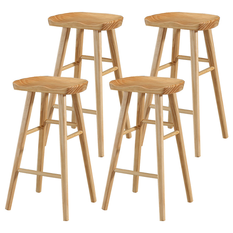 Living Room Modern Wood Barstool Wood 4 Legs Bar Stool with Pedal