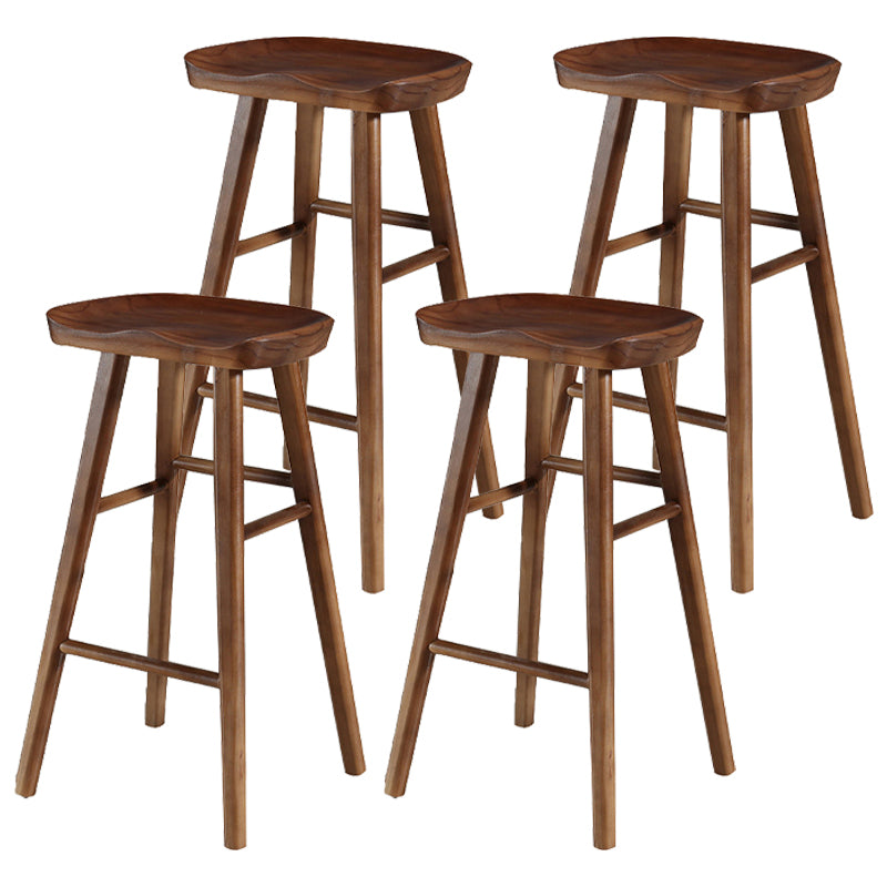 Living Room Modern Wood Barstool Wood 4 Legs Bar Stool with Pedal