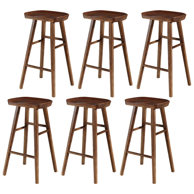 Living Room Modern Wood Barstool Wood 4 Legs Bar Stool with Pedal