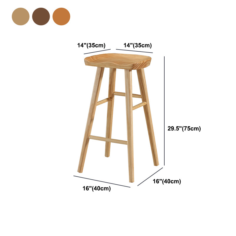 Living Room Modern Wood Barstool Wood 4 Legs Bar Stool with Pedal