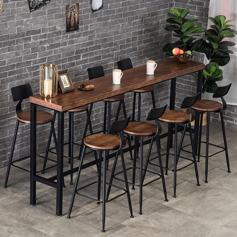 Indoor Industrial Style Barstool Iron 4 Legs Bar Stool with Pedal