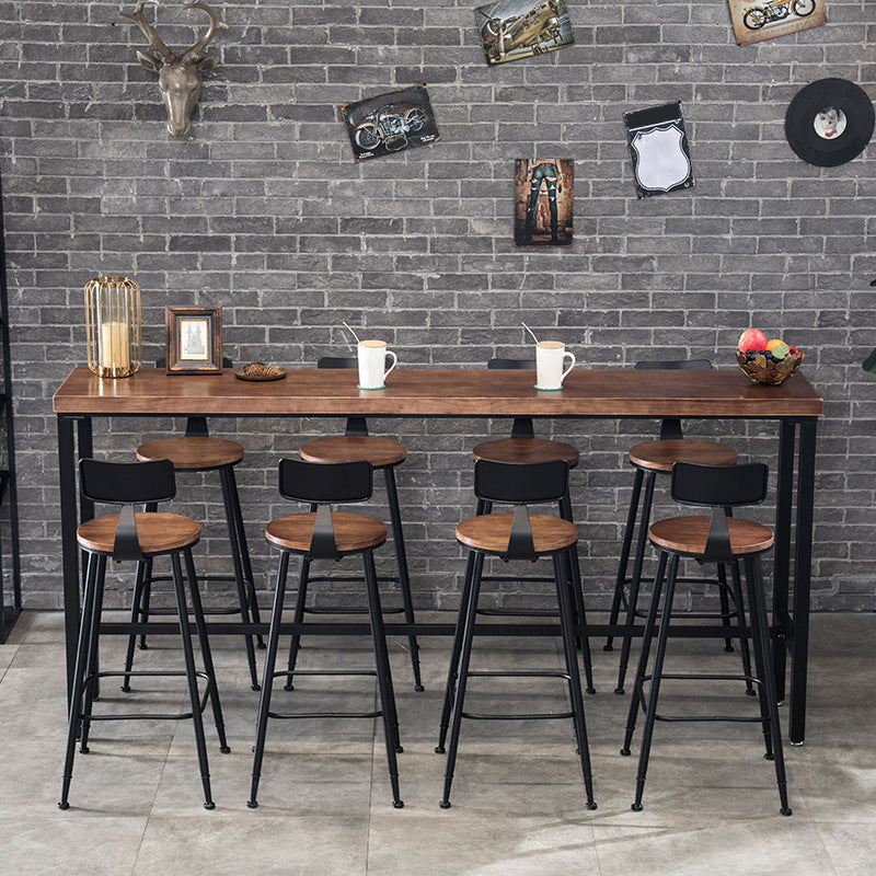 Indoor Industrial Style Barstool Iron 4 Legs Bar Stool with Pedal