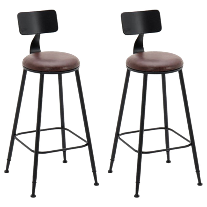 Indoor Industrial Style Barstool Iron 4 Legs Bar Stool with Pedal