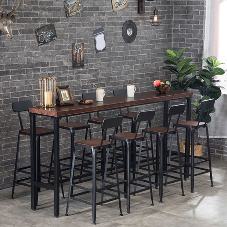 Indoor Industrial Style Barstool Iron 4 Legs Bar Stool with Pedal