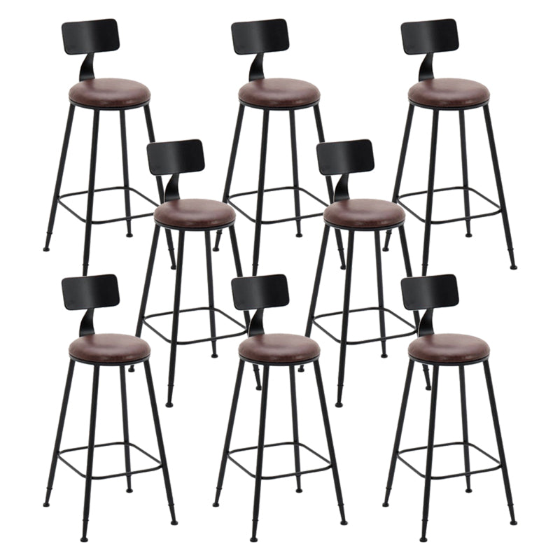 Indoor Industrial Style Barstool Iron 4 Legs Bar Stool with Pedal