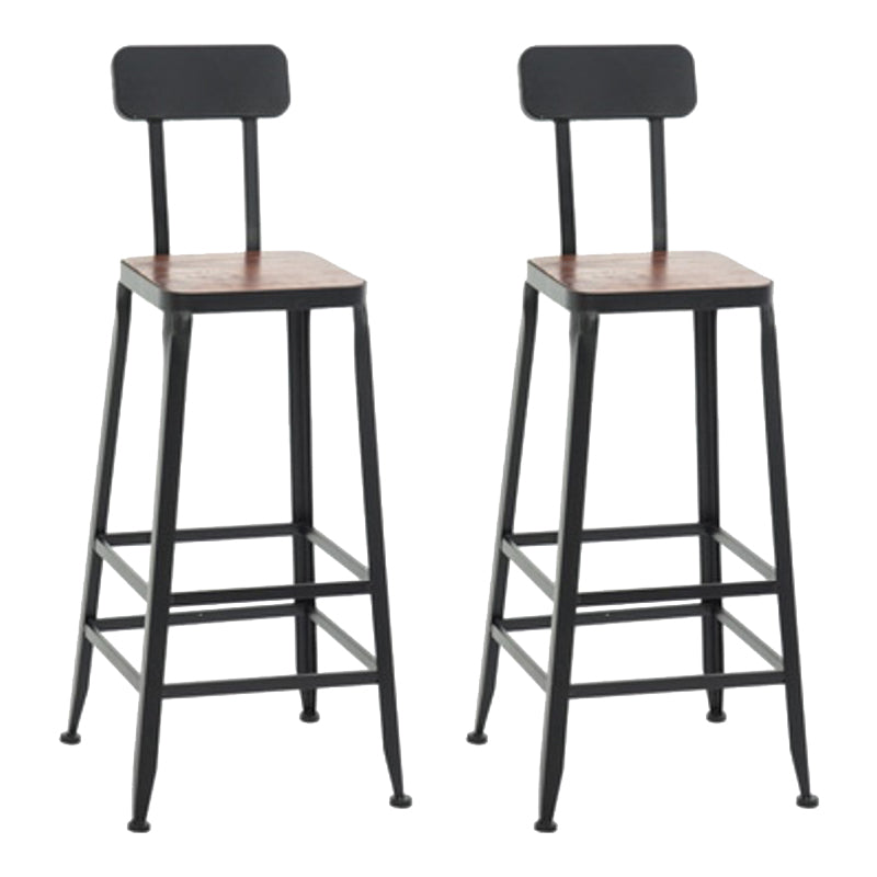 Indoor Industrial Style Barstool Iron 4 Legs Bar Stool with Pedal