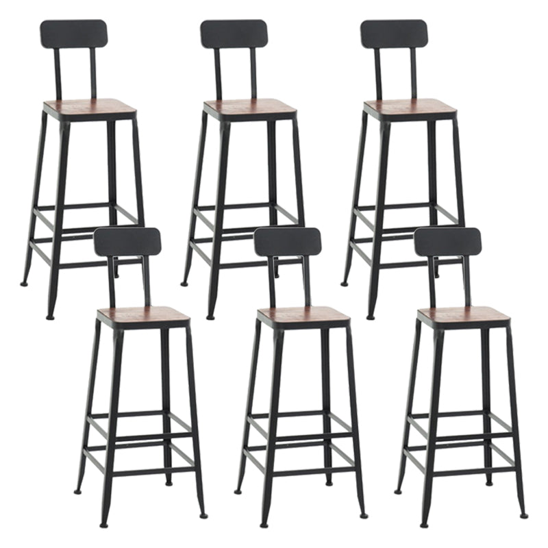 Indoor Industrial Style Barstool Iron 4 Legs Bar Stool with Pedal