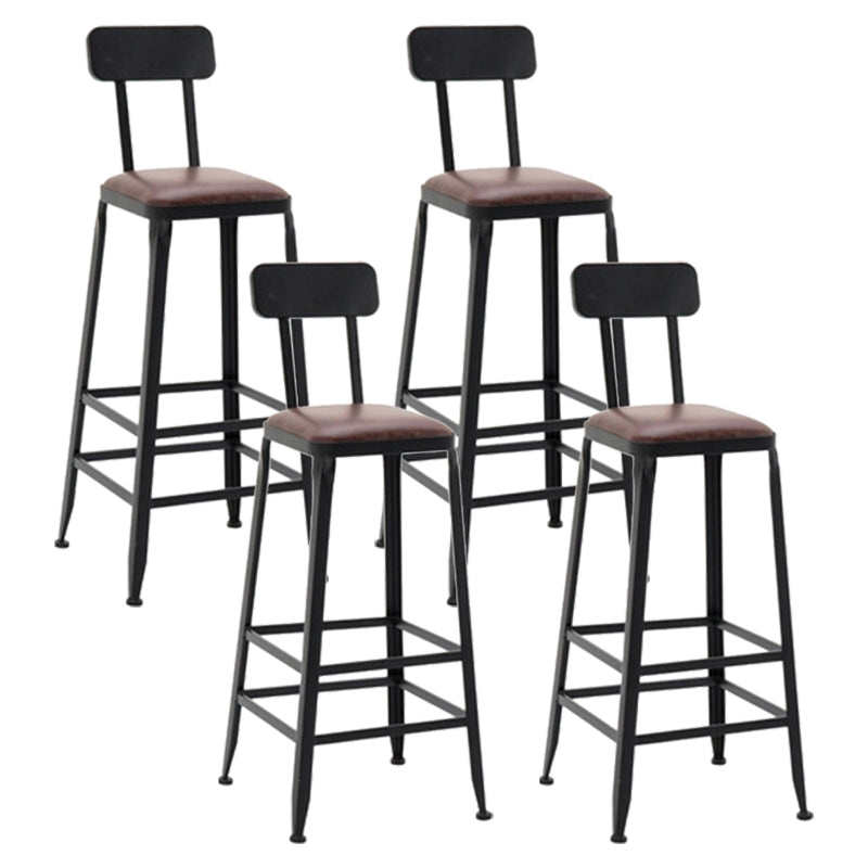 Indoor Industrial Style Barstool Iron 4 Legs Bar Stool with Pedal