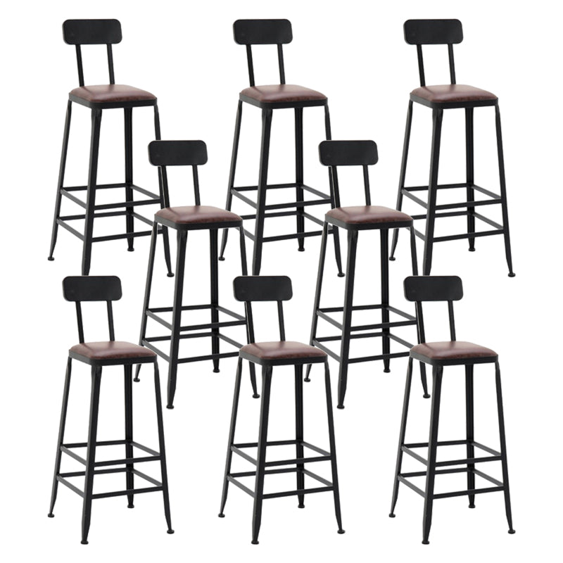 Indoor Industrial Style Barstool Iron 4 Legs Bar Stool with Pedal