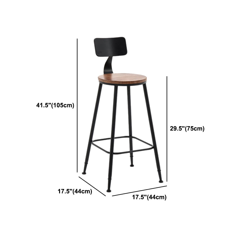 Indoor Industrial Style Barstool Iron 4 Legs Bar Stool with Pedal
