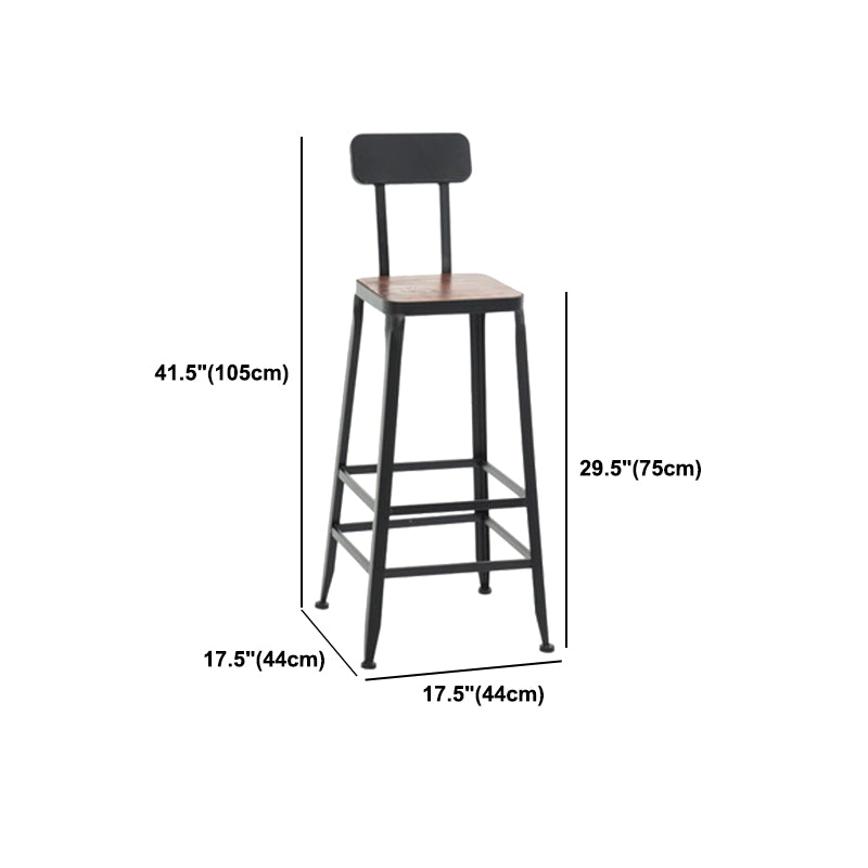Indoor Industrial Style Barstool Iron 4 Legs Bar Stool with Pedal