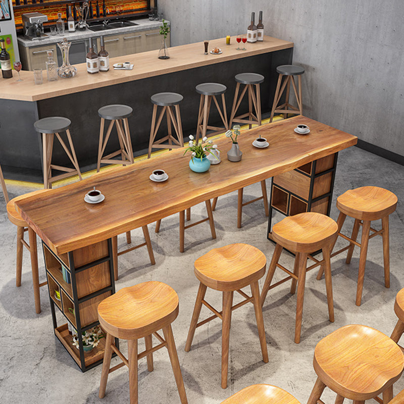 Modern 1/4/9 Pieces Bar Table Set Rectangle Pine Wood Counter Table with High Stools
