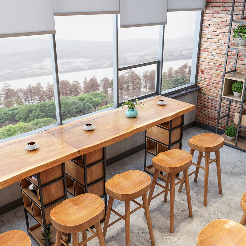 Modern 1/4/9 Pieces Bar Table Set Rectangle Pine Wood Counter Table with High Stools