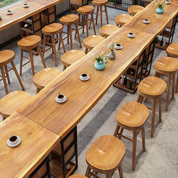 Modern 1/4/9 Pieces Bar Table Set Rectangle Pine Wood Counter Table with High Stools