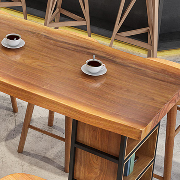 Modern 1/4/9 Pieces Bar Table Set Rectangle Pine Wood Counter Table with High Stools