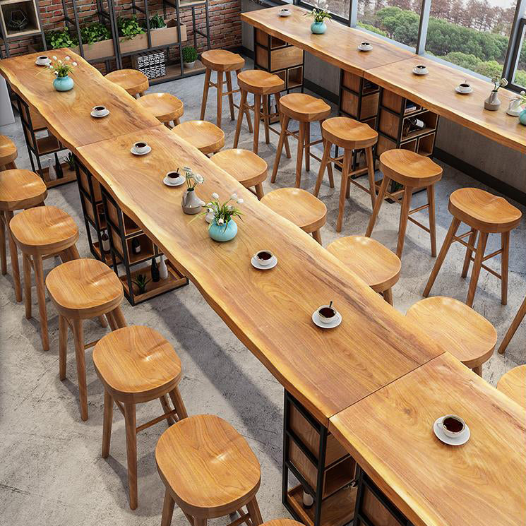 Modern 1/4/9 Pieces Bar Table Set Rectangle Pine Wood Counter Table with High Stools