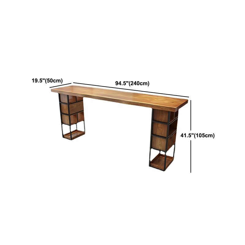 Modern 1/4/9 Pieces Bar Table Set Rectangle Pine Wood Counter Table with High Stools