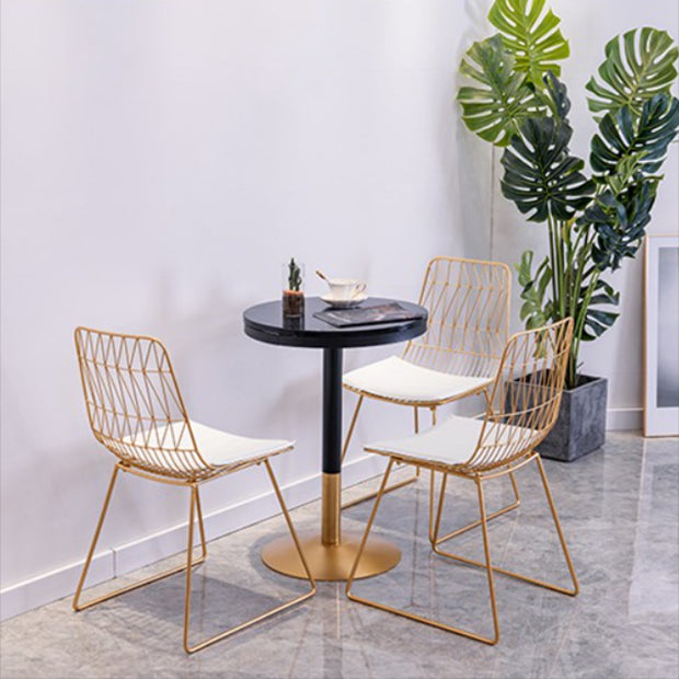 1/3/4 Pieces Glam Iron Bar Table Set Round Bistro Set with Black Faux Marble Top