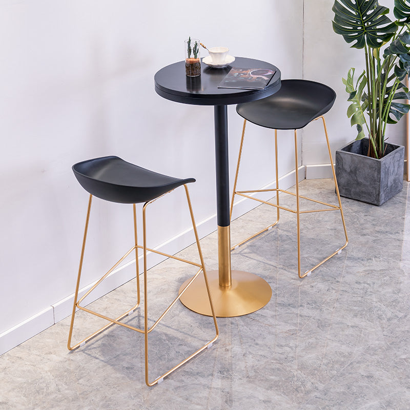 1/3/4 Pieces Glam Iron Bar Table Set Round Bistro Set with Black Faux Marble Top