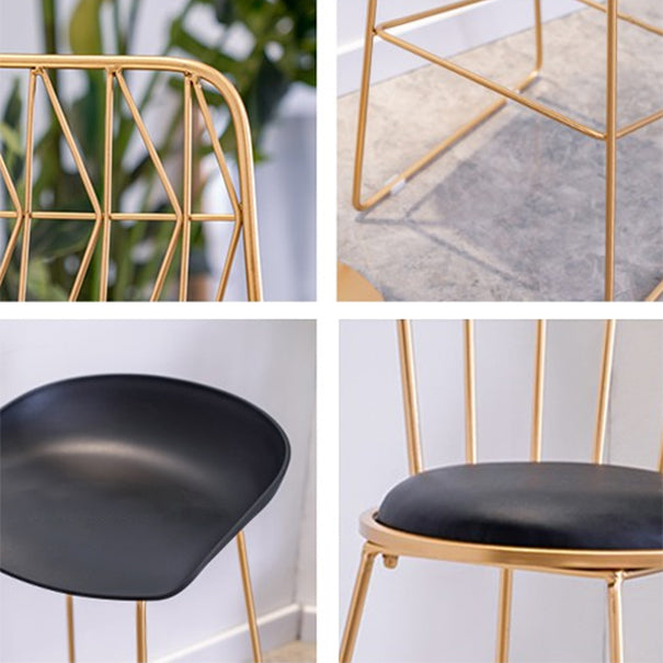 1/3/4 Pieces Glam Iron Bar Table Set Round Bistro Set with Black Faux Marble Top