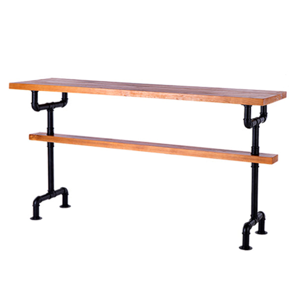 Industrial Rectangle Solid Wood Bar Table Set 1/7 Pieces Counter Table with High Stools