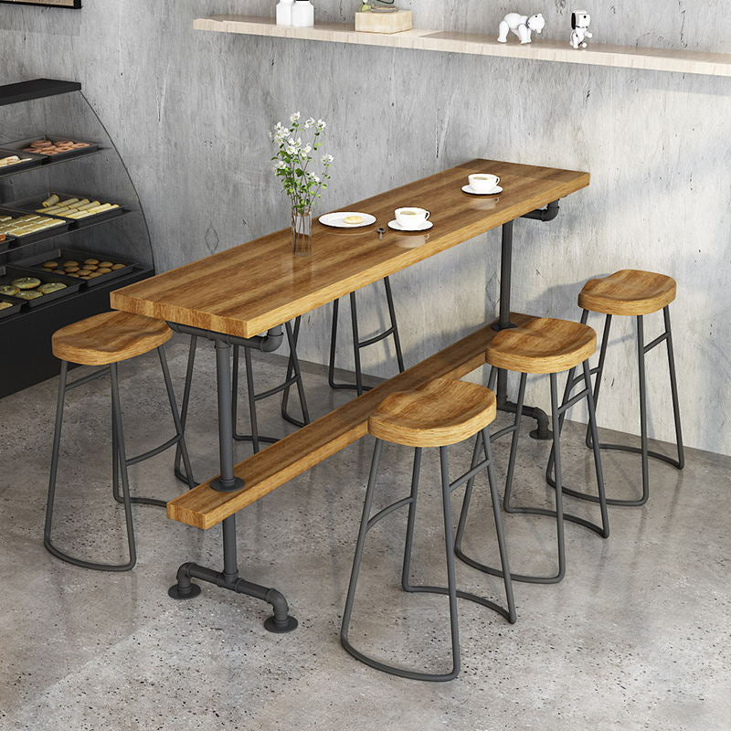 Modern Wood Bar Table Set 1/2/4/7 Pieces Rectangle Table and Stool Set