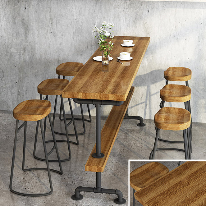 Modern Wood Bar Table Set 1/2/4/7 Pieces Rectangle Table and Stool Set