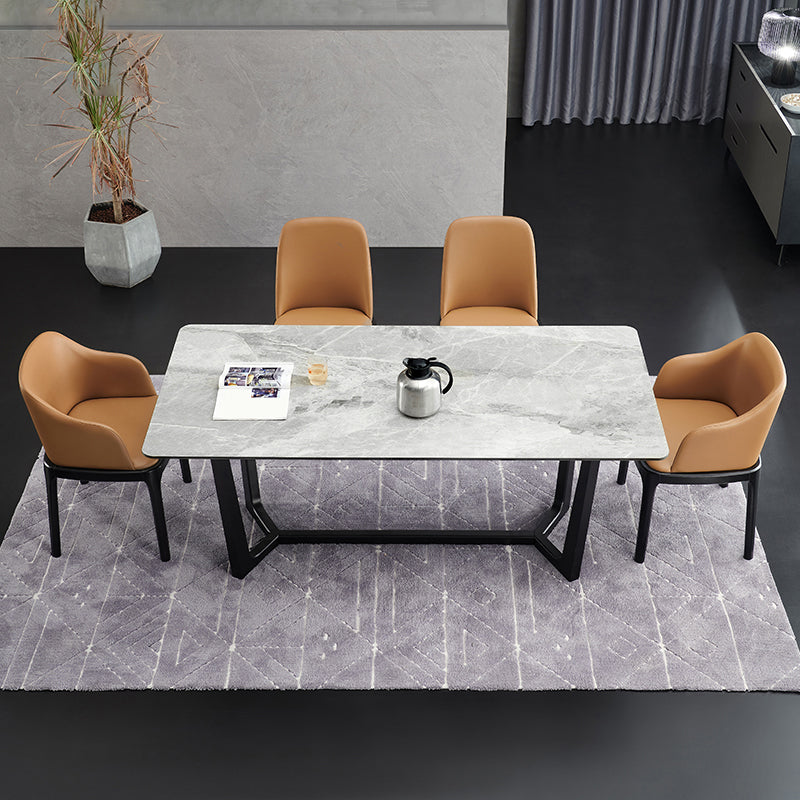 Modern Style Sintered Stone Rectangle Table Set 1/4/5 Pieces Dining Set