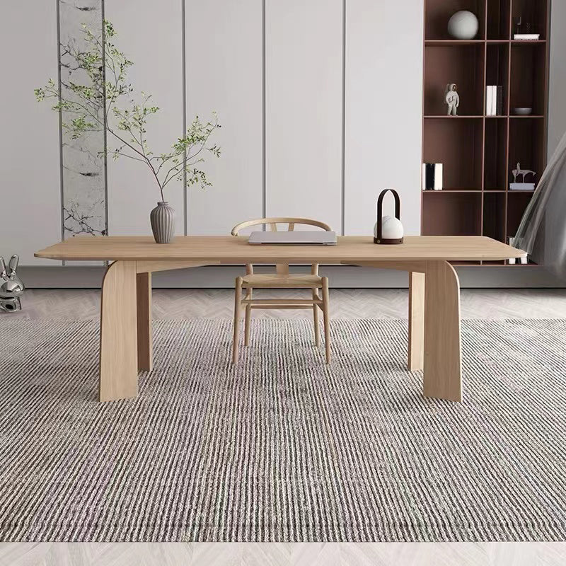 Modern Rectangle Dinette Set 1/2/4/5/6/7 Pieces Indoor Solid Wood Dining Table Set