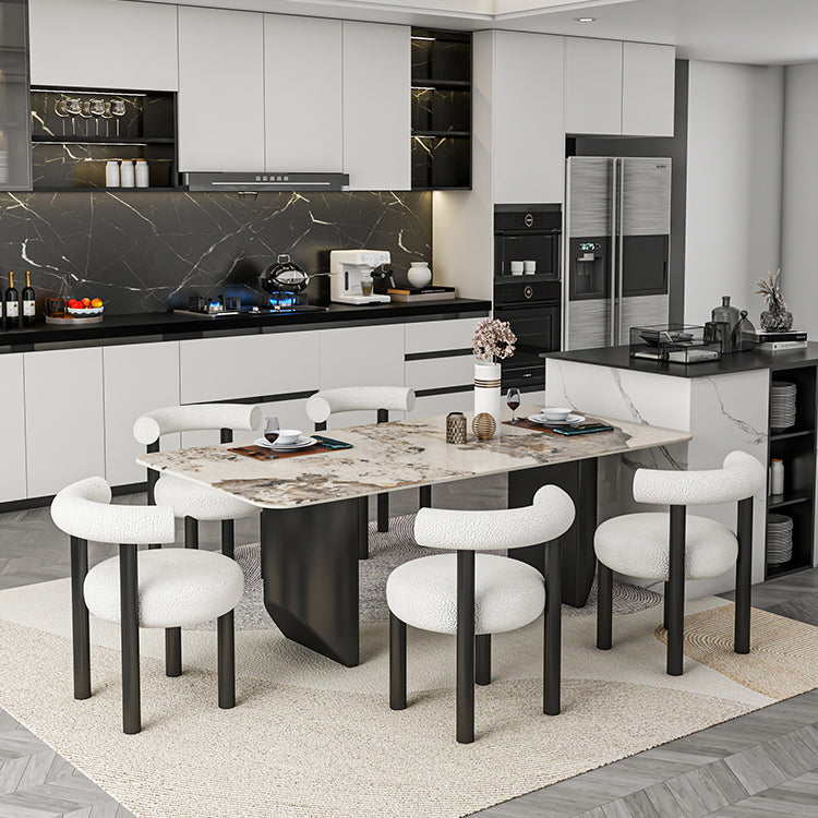 Modern 1/5/6/7 Pieces Dining Set Rectangle Stone Dining Table for Dining Room