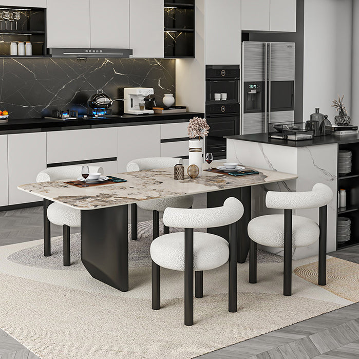 Modern 1/5/6/7 Pieces Dining Set Rectangle Stone Dining Table for Dining Room