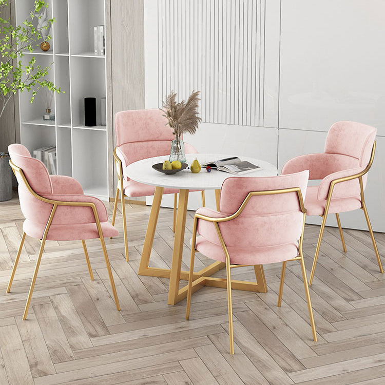 Glam Round Dinette Set 1/4/5 Pieces Marble Dining Table Sets