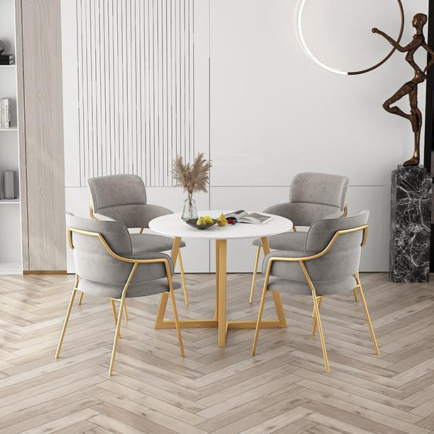Glam Round Dinette Set 1/4/5 Pieces Marble Dining Table Sets