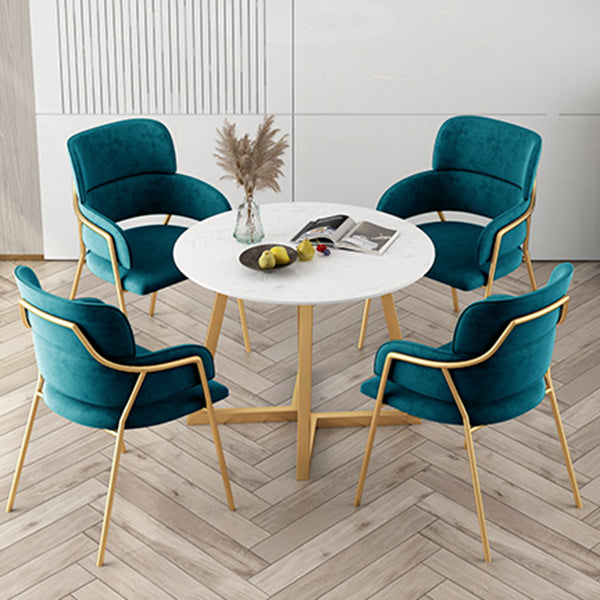 Glam Round Dinette Set 1/4/5 Pieces Marble Dining Table Sets