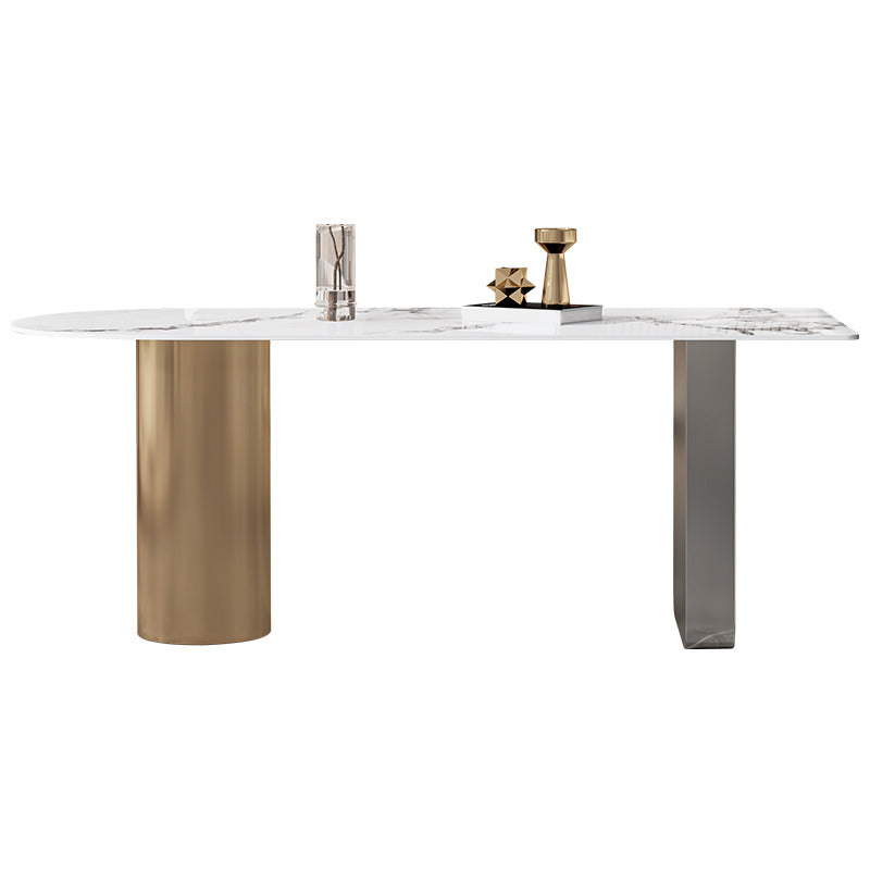 Nordic Glam Style Sintered Stone Metal Table Set 1/3/4/5 Pieces Dining Set