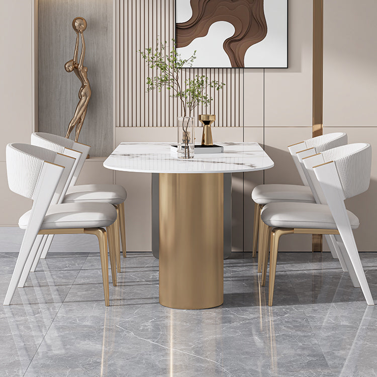 Nordic Glam Style Sintered Stone Metal Table Set 1/3/4/5 Pieces Dining Set