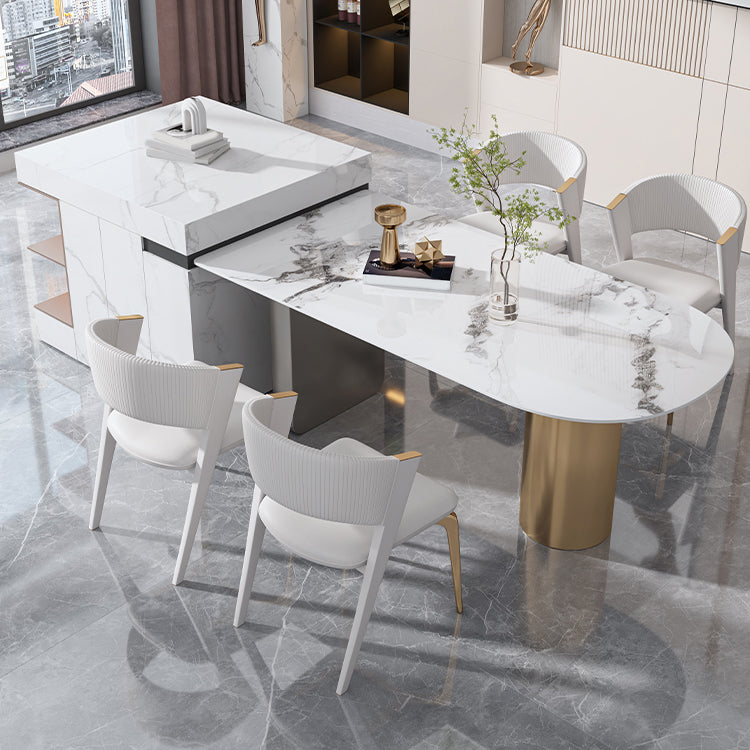Nordic Glam Style Sintered Stone Metal Table Set 1/3/4/5 Pieces Dining Set