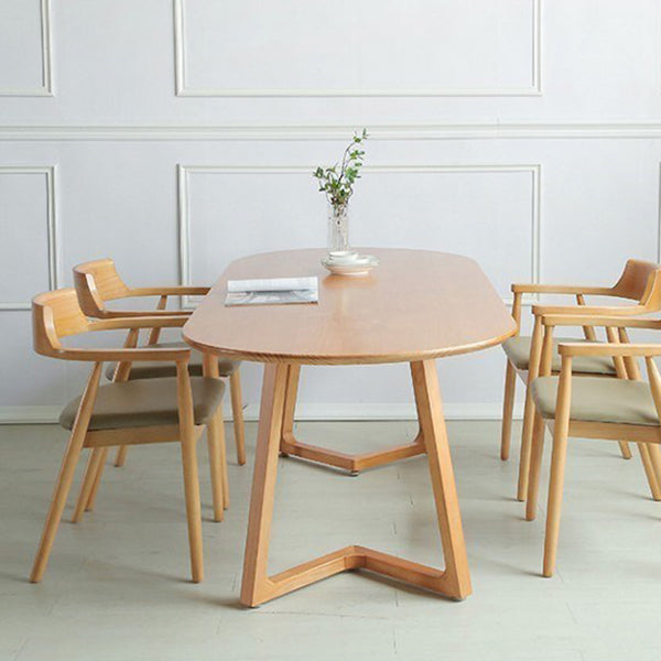 Contemporary Style Dining Table Solid Wood Oval Dinette Table for Home Kitchen