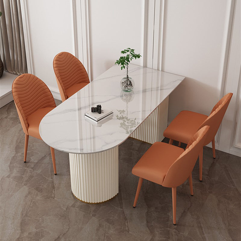 Traditional Luxury Dining Table Sintered Stone Double Pedestal Table for Home